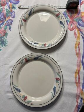 Lenox Poppies on Blue Salad Plates Set of 2